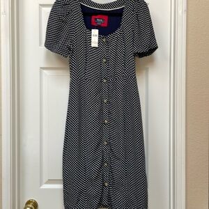 Maeve - Anthropologie- polka dot dress- beautiful cap sleeves- midi dress NWT